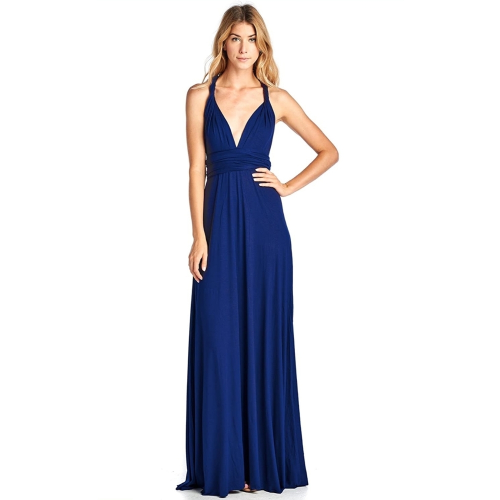 12 Ami Convertible Multi Way Maxi Dress in Royal